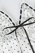 Polka Dot Lace Trim V-Neck Cami Crop Top