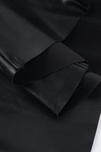 Black PU Deep V Neck Bodycon Mini Dress