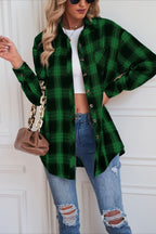 Casual Boyfriend Fit Plaid Collared Blouse