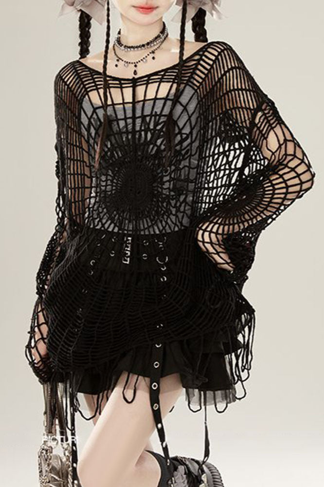 Spider Web Hollow Knit Sweater