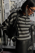 Colorblock Striped Polo Knit Sweater