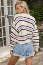 Colorblock Buttoned Knit Cardigan