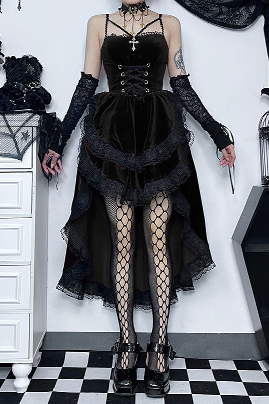 Gothic Lace-Up Waist Halloween Dress