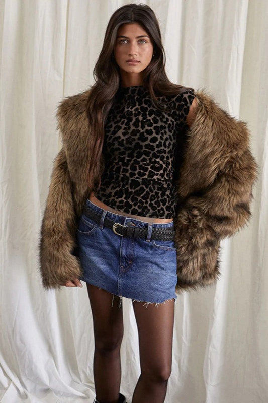 Sheer Vintage Leopard Crop Top