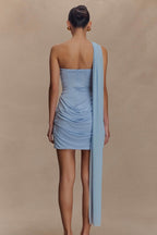 Strapless Ruched Bow Tie Mini Dress