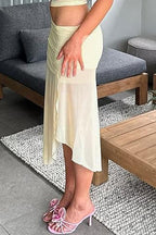 Sheer Floral Print Low-Waist Skirt