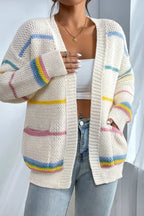Rainbow Striped Loose Fit Knit Cardigan