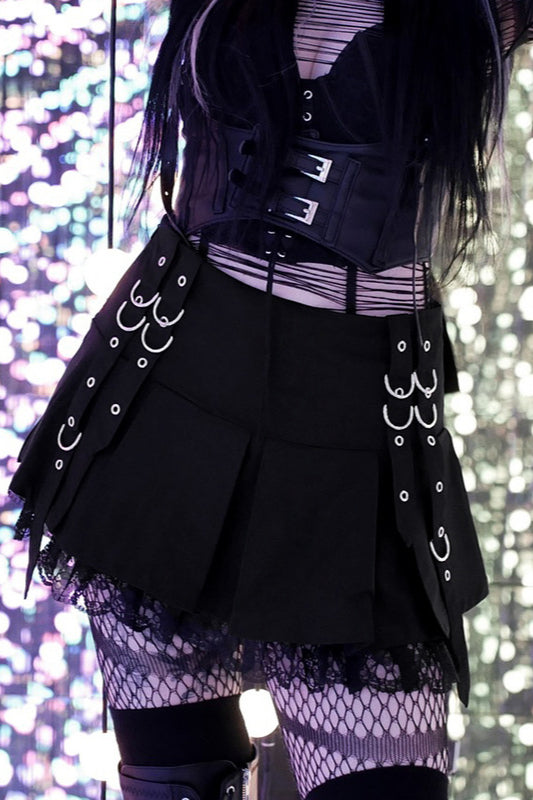 Dark Street Buckled Mini Skirt