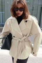 Belted Collared Loose Fit Jacket