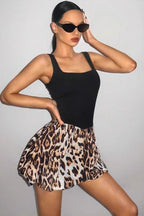 U-Neck Leopard Print Backless Bodycon Mini Dress