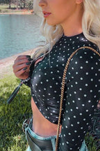 Black and White Polka Dot Slim Fit Crop Top