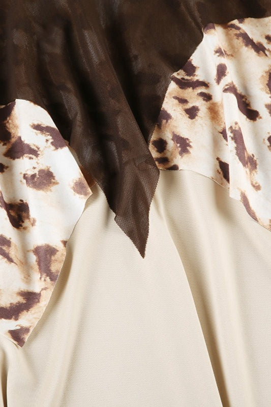 Tribal Leopard Print Asymmetrical Midi Skirt