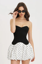 Polka Dot Strapless Bodycon Mini Dress