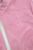 Pink Biker Style Bomber Coat