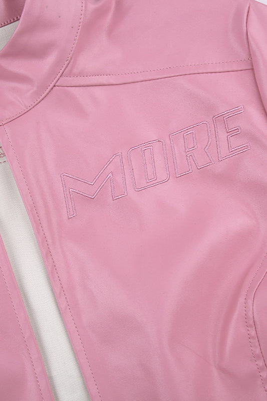 Pink Biker Style Bomber Coat