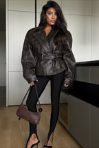 Fitted Faux Leather Short Jacket