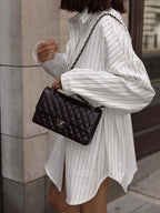 Striped Collared Oversized Shirt Blouse