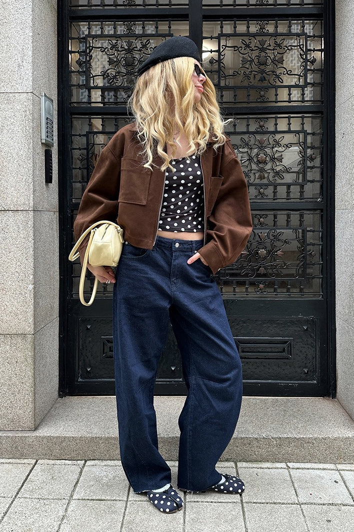 Loose Fit Brown Suede Jacket