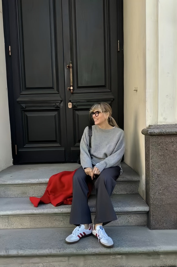 Thickened Crew Neck Cropped Sweater