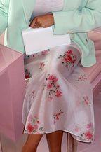 Floral Sheer High Waist Slit Straight Skirt