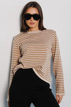 Ribbed Colorblock Striped Knit Sweater