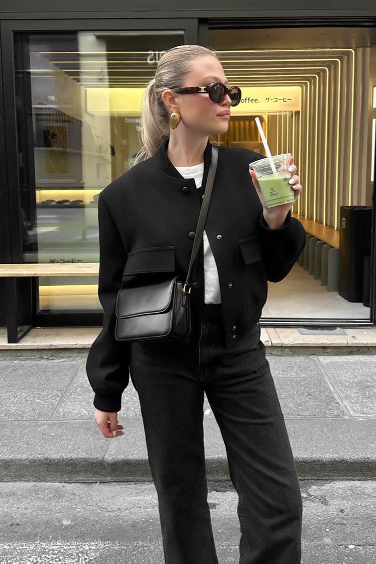 Chic Woolen Baseball Jacket