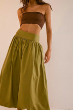 Pocketed Ruched Elastic Waist Balloon Skirt