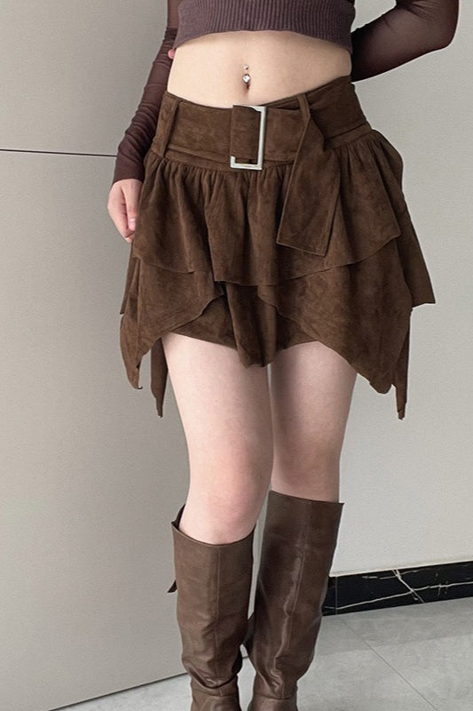 High Waist Layered Asymmetrical Skirt