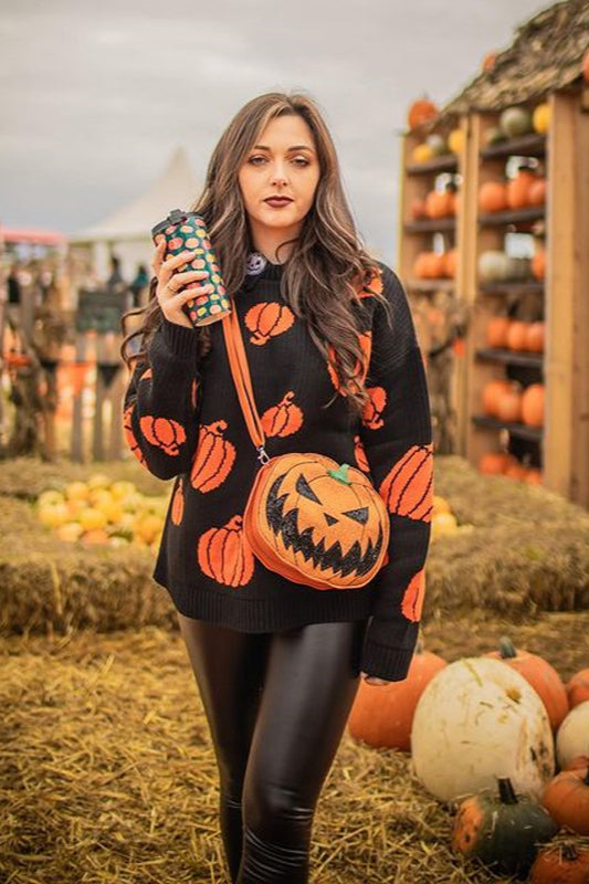 Loose Fit Pumpkin Knit Sweater