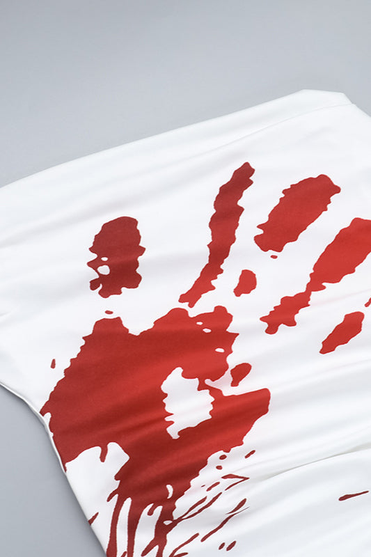 Halloween Blood Stain Print Off-Shoulder Maxi Dress