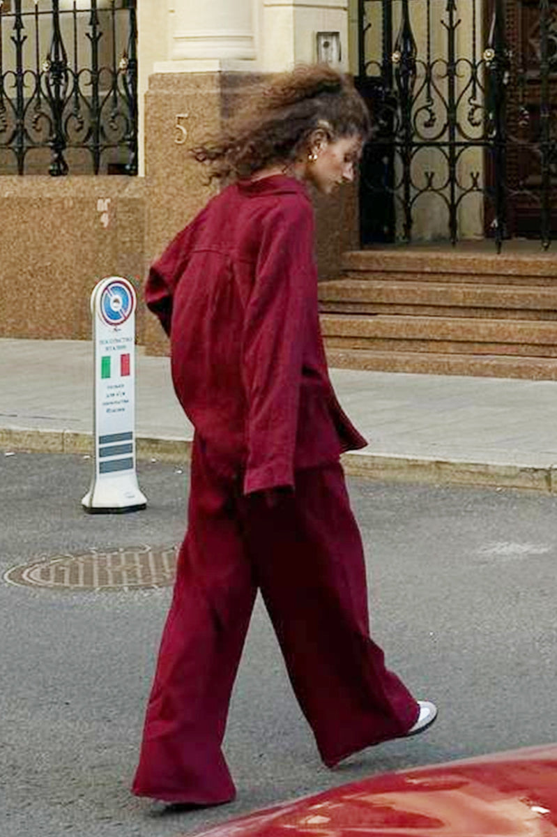 Cotton Loose Long Sleeve Blouse & Pants Set