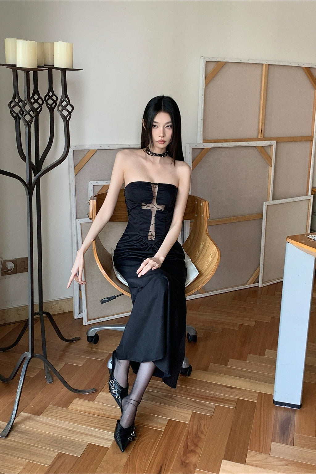 Spider Web Cutout Halloween Dress