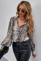 Snakeskin Print Long Sleeve Blouse