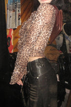 Chic Leopard Lace-Up Blouse