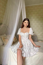 Floral Ruched Waist Mini Dress