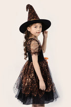 Orange Witch Dress Kid Halloween Costume