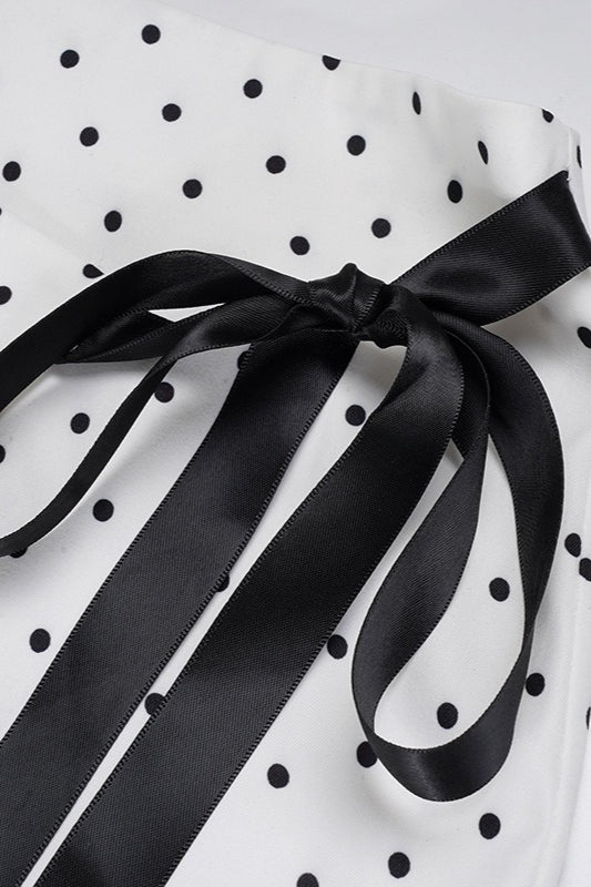 White Polka Dot Bodycon Mini Skirt