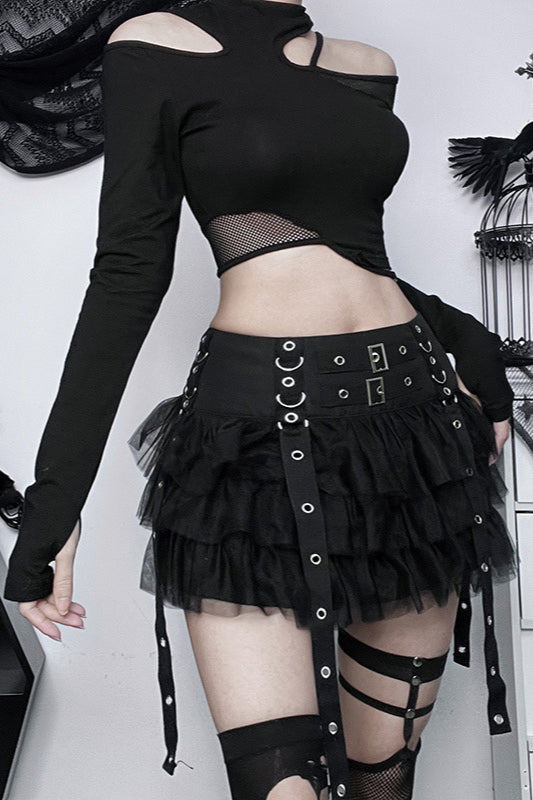 Gothic Tiered Hem Bodycon Skirt