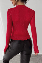 Sequin Slim Fit Long Sleeve  Blouse