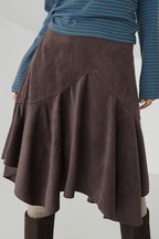 Asymmetric Draped Midi Skirt