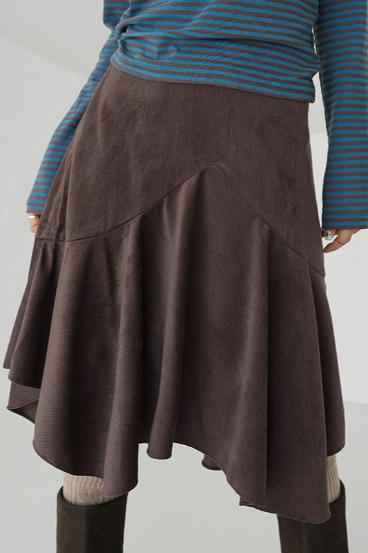 Asymmetric Draped Midi Skirt