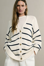 Cotton Striped Cardigan Sweater