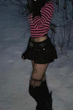 Elastic Long Sleeve Striped T-Shirt