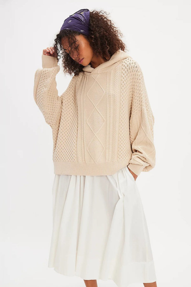 Vintage Casual Hooded Knit Sweater