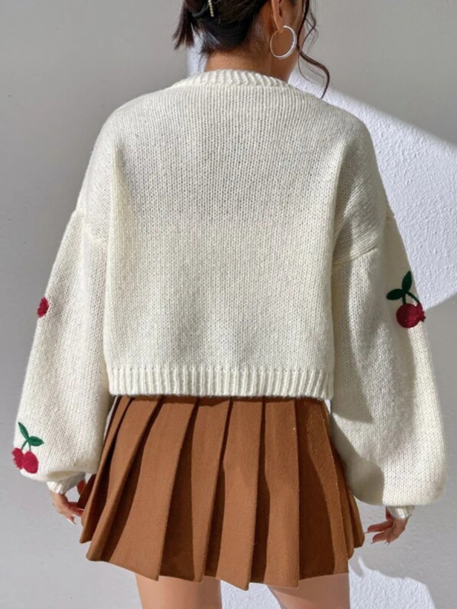 Embroidered Open Front Cardigan