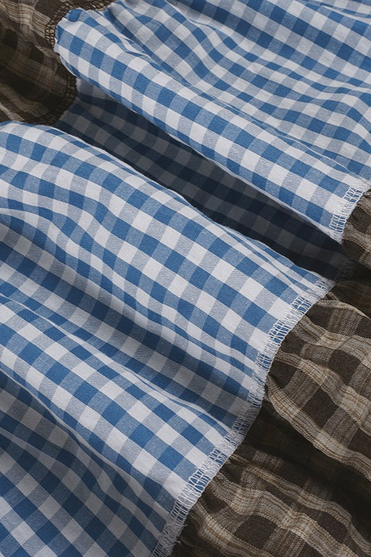 Vintage Plaid Colorblock Maxi Skirt