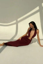 Halloween Sexy Snake Print Backless Maxi Dress