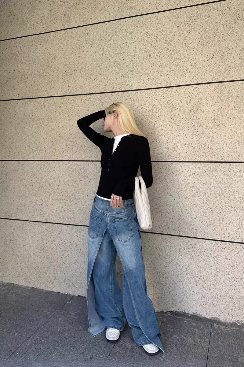 Vintage Washed Deconstructed Jeans