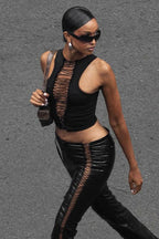 Sexy Sleeveless Lace-Up Knit Top