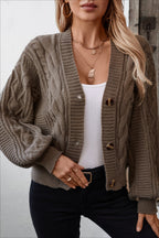 Loose Solid Button Cardigan